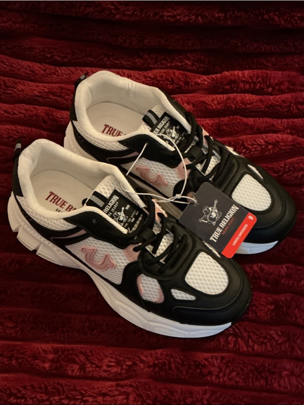 True Religion Black, White & Pink Athletic Sneakers